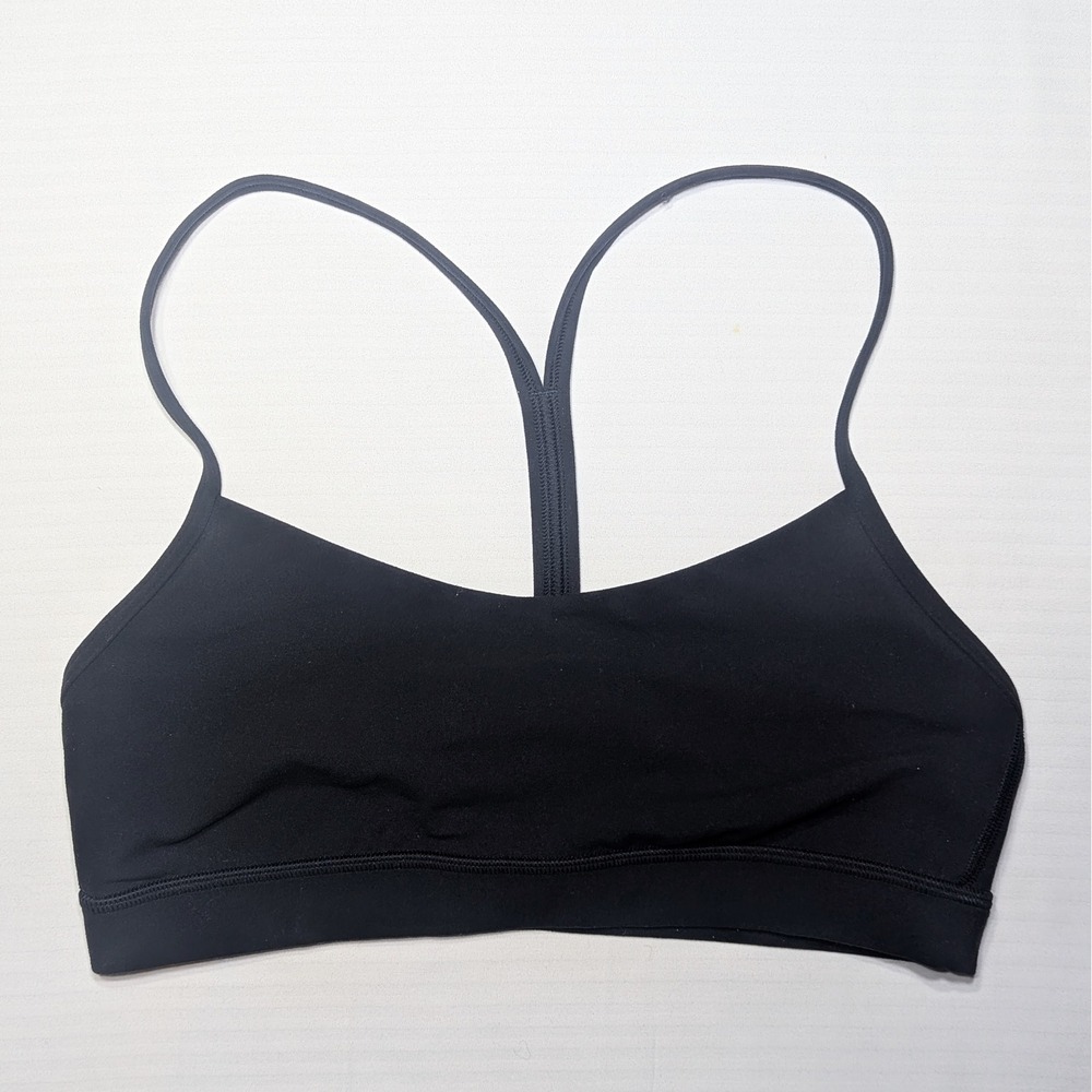 Lululemon Women Flow Y Sports Bra Light Support Yoga Strappy Black Size 4/6
